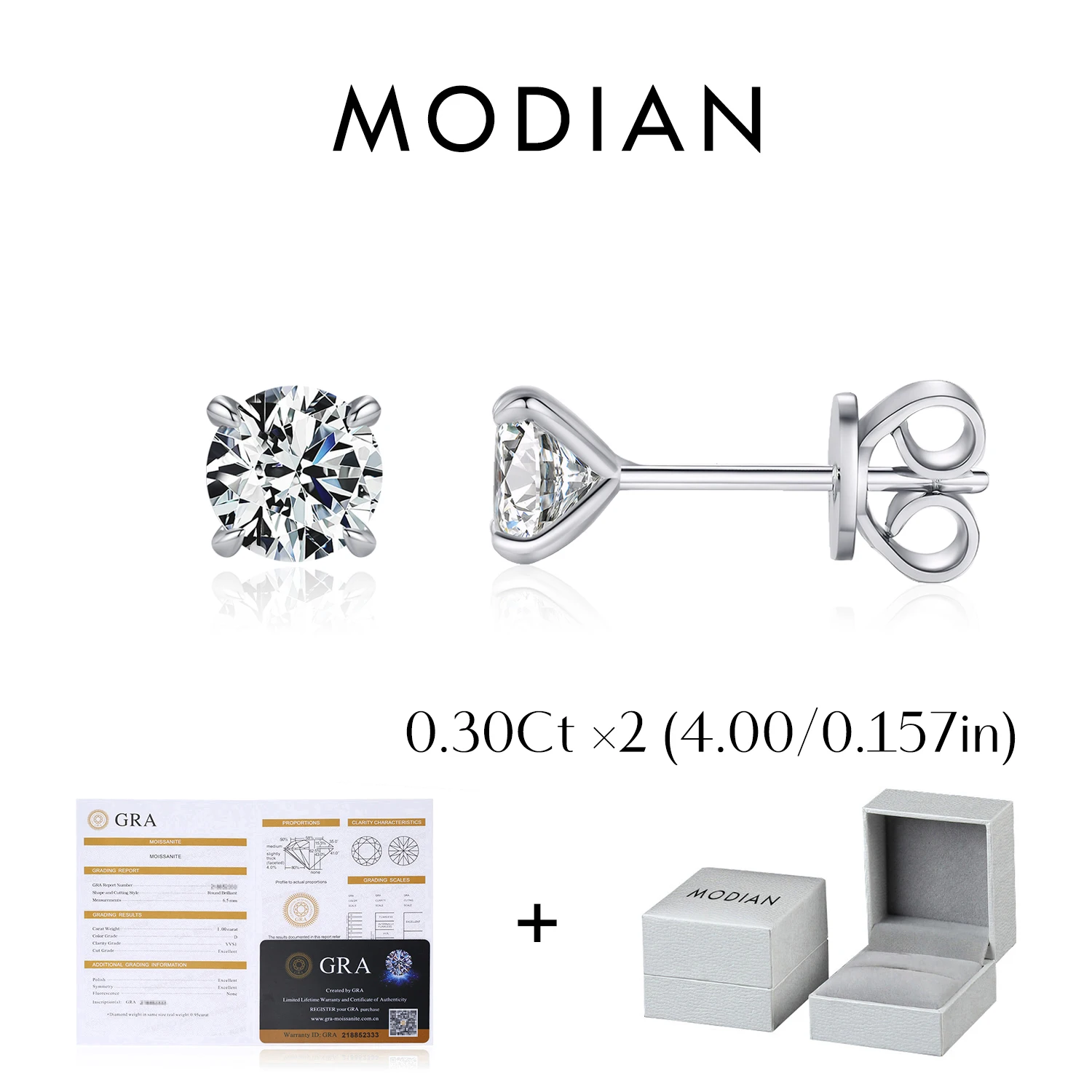 MODIAN 5 Sizes D Color Moissanite Earrings 925 Sterling Silver Sparkling Luxury Stud Earrings For Women Wedding Fine Jewelry image 3