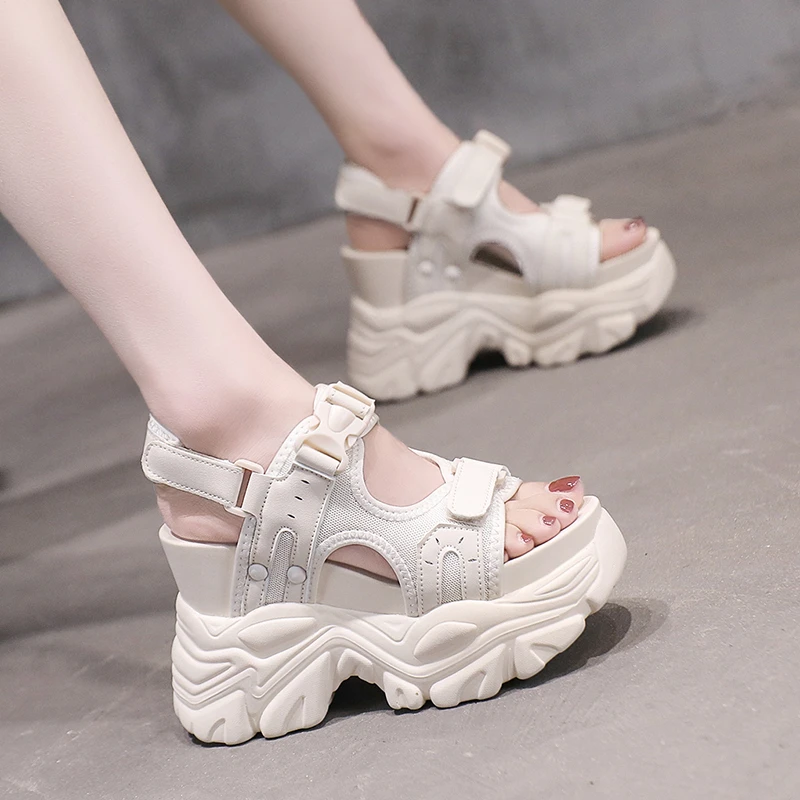 Fashion Summer Women Sandals Peep-toe Wedge Platform Sneakers Woman 10.5CM Heels Thick Bottom Sandal New Casual Beach Flip Flops