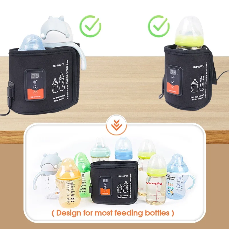 Display intelligente USB da viaggio Dual Baby Food Makers Scaldabiberon Scaldalatte portatile Scaldabiberon wireless