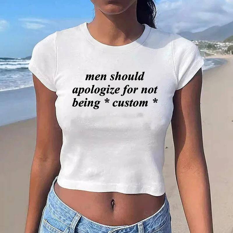 

Модная креативная футболка с буквенным принтом 90-х годов, винтажная эстетика, готический женский укороченный топ, уличная одежда, повседневная футболка в стиле Харадзюку Y2K