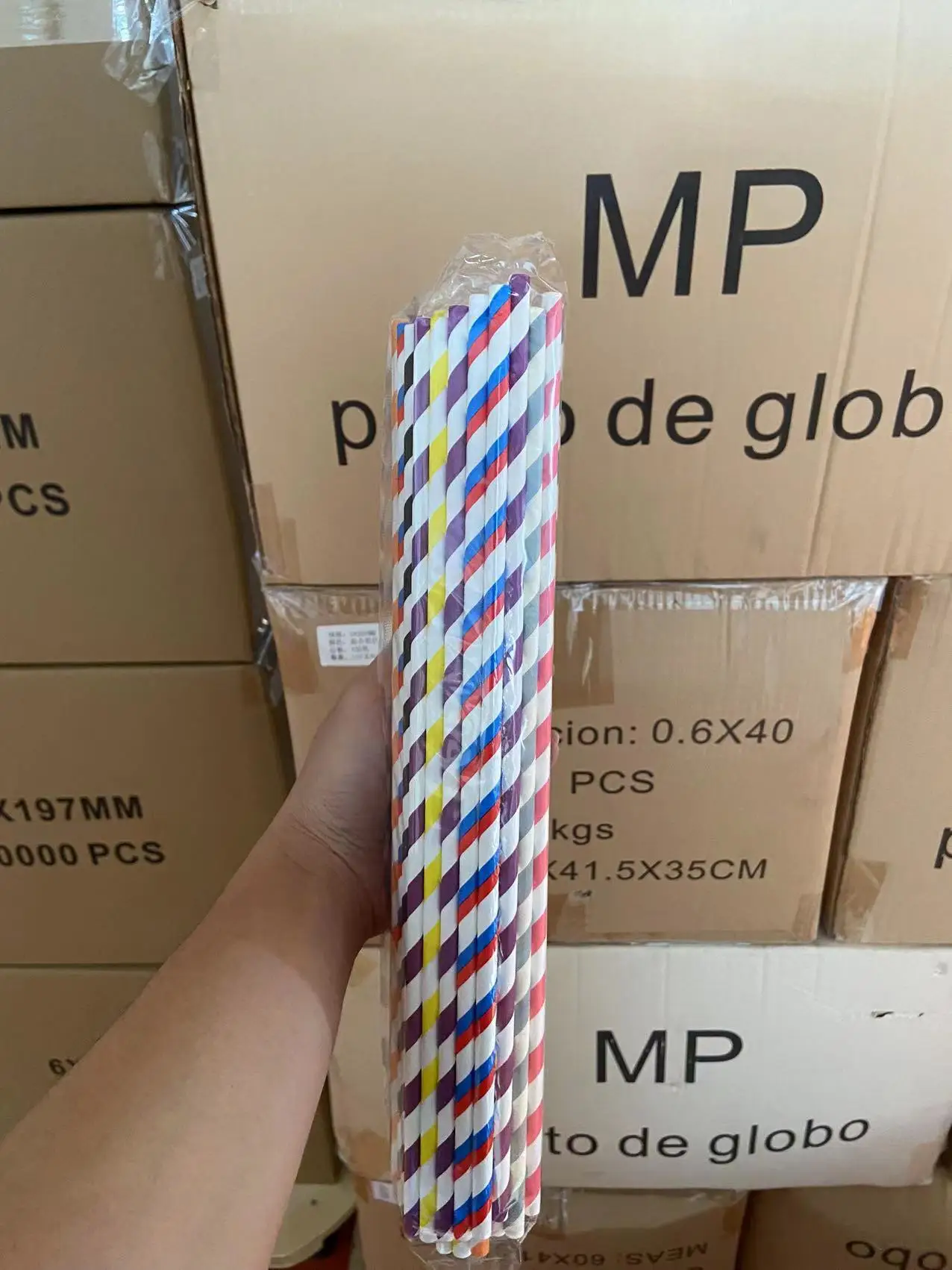 6*350mm Paper Straws Mxed Colorful Cotton Swabs Food Decoration Dessert Drink Paper Straws for Dessert Coffee Restaurant 100pcs