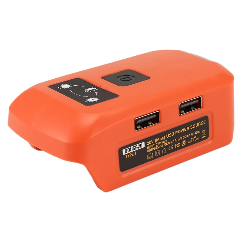 

Classy-Battery Adapter For V20 Battery USB Charger, LED Work Light With Dual USB Charger And 12V Port