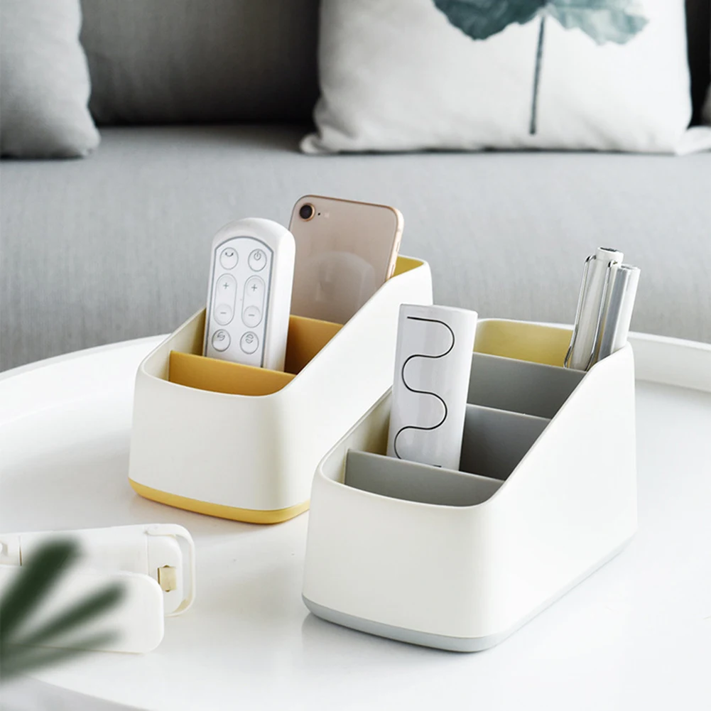 4 Grid Storage Case Desktop Tidy Organizer ABS Material Non-slip Bottom Raised Bottom Corners Space-saving Design Table Desk