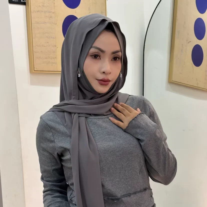 Muslim Arabian Women Rhinestone Elegant Autumn Two Layers Hijab