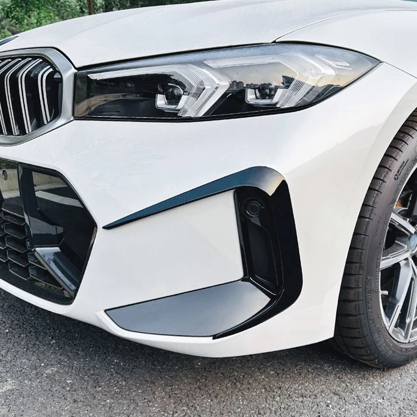 2Pcs Black ABS Front Wind Knife Foglight Cover Trim Auto Parts For BMW 3 Series G20 G21 LCI M Sport 2023+ Exterior Tuning Style