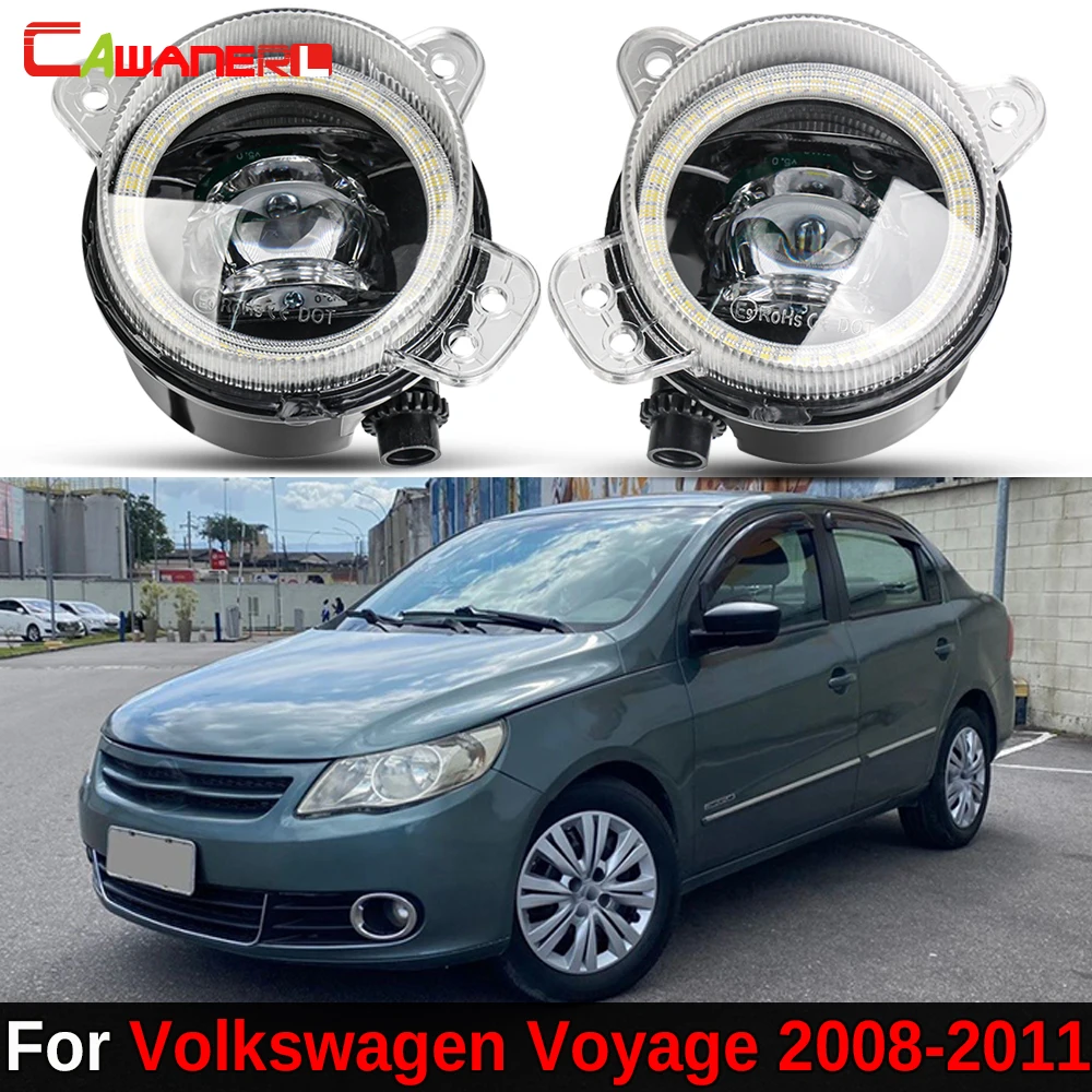 2 X Car Canbus LED Fog Light Assembly with Angel Eye Daytime Running Lamp DRL H11 For VW Volkswagen Voyage 2008 2009 2010 2011