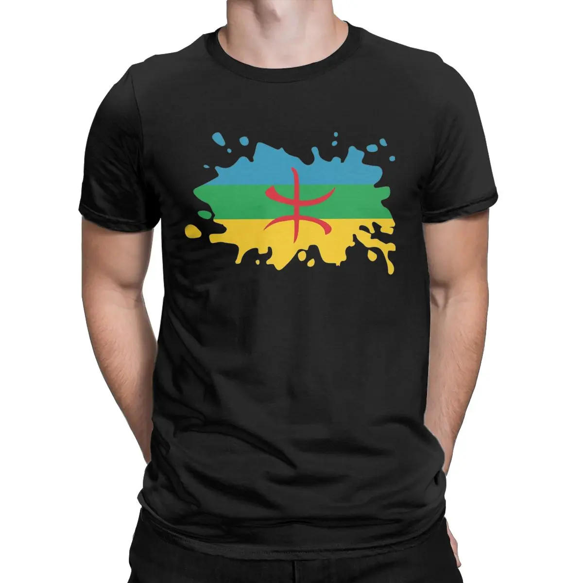 Novelty Amazigh Berber Flag T-Shirt Men Round Collar Cotton T Shirts north africa tifinagh Short Sleeve Tees Printing Clothes