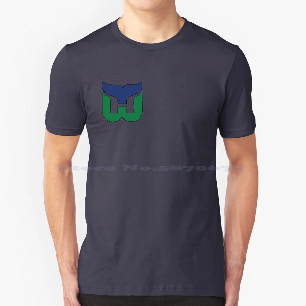 Camiseta con Logo Ct de Hartford Whalers, camisa 100% algodón, Stick Puck, Hartford Whalers, Liga Nacional de Hockey sobre Hielo, equipo verde y azul