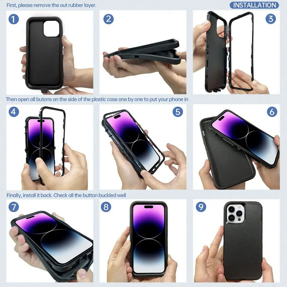 Heavy Duty Defender Case +Belt Clip Holster For iPhone 16 Pro Max 15 14 13 12 11 XR XS Max SE2 Armor Phone Cases Cover