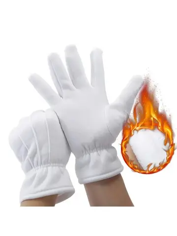 Winter plus velvet thickened back three-string white gloves etiquette and steadily dance performance keeps warm and cold for men