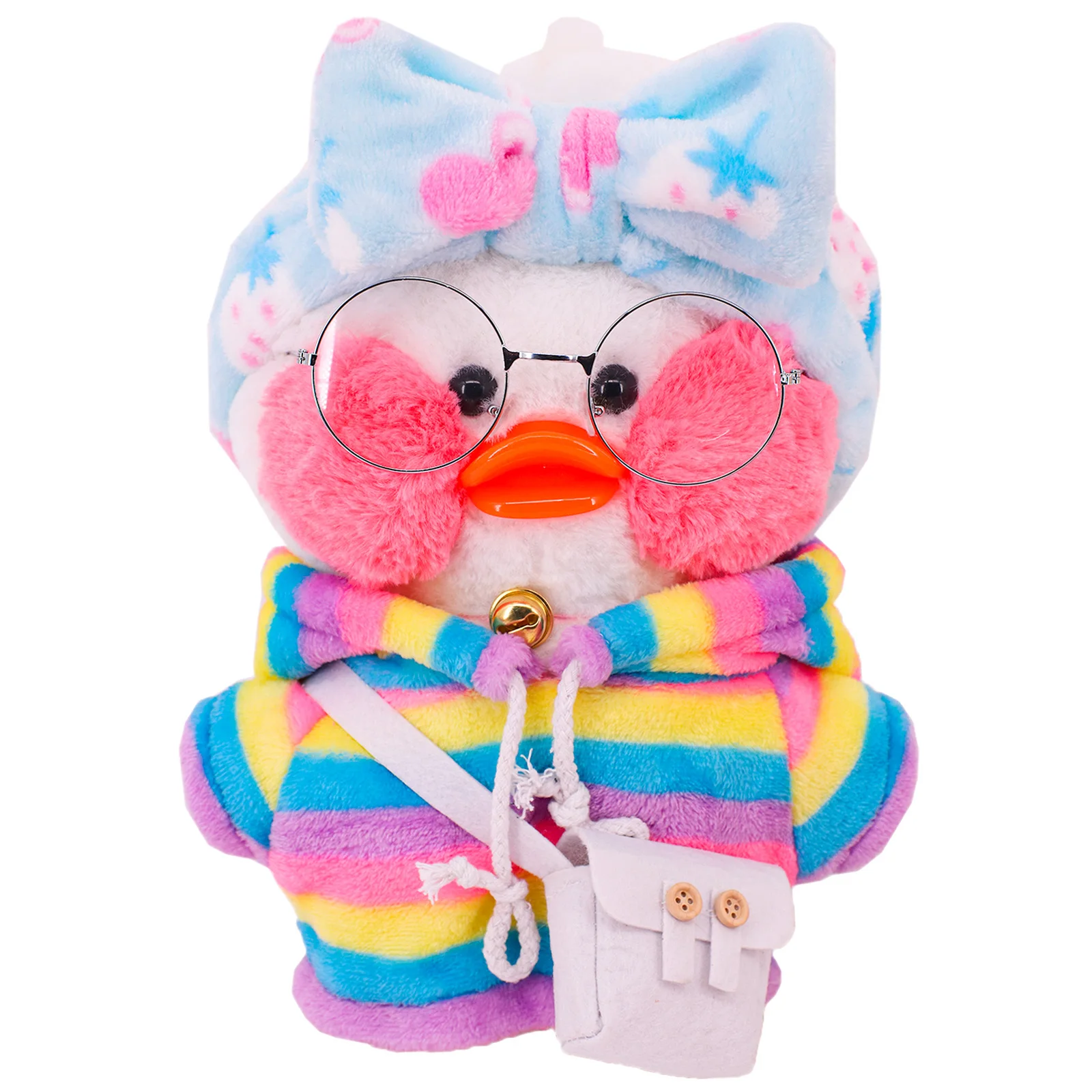 3 Pcs/Set Duck Doll Clothes Accessories Headband Glasses Bag for 30 Cm lalafanfan Plush Stuffed Toy Cute Animals Bodysuit,Gifts