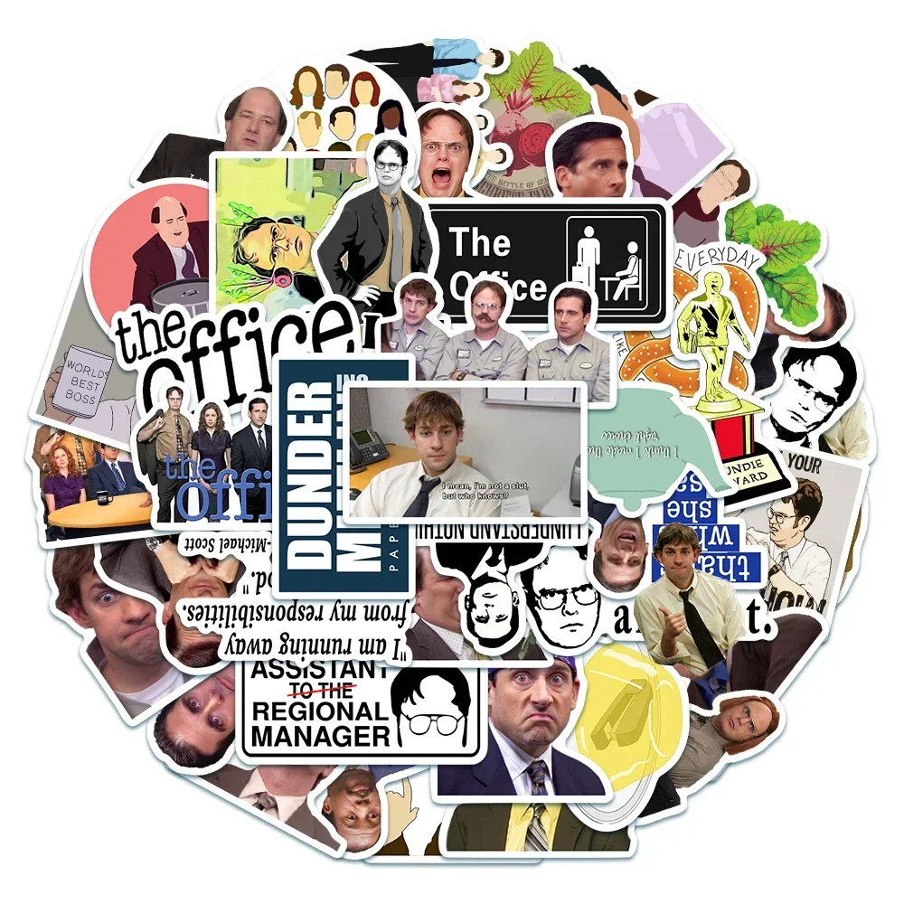 50 pçs programa de tv o escritório graffiti adesivos decalque portátil guitarra motocicleta telefone bagagem carro diy engraçado adesivo brinquedo do miúdo presente