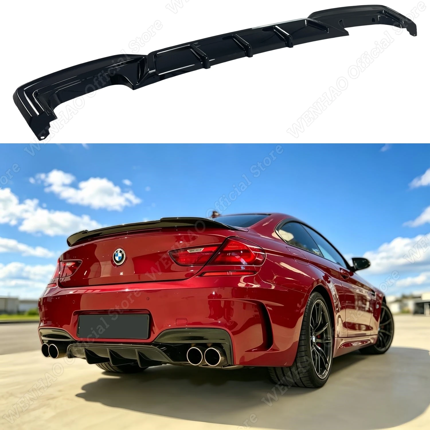 

Rear Bumper Diffuser Splitter For BMW 6 Series F06 F12 F13 640i 650i M Sport 2011-2018 Tuning Gloss Black Rear Valance Bodykits