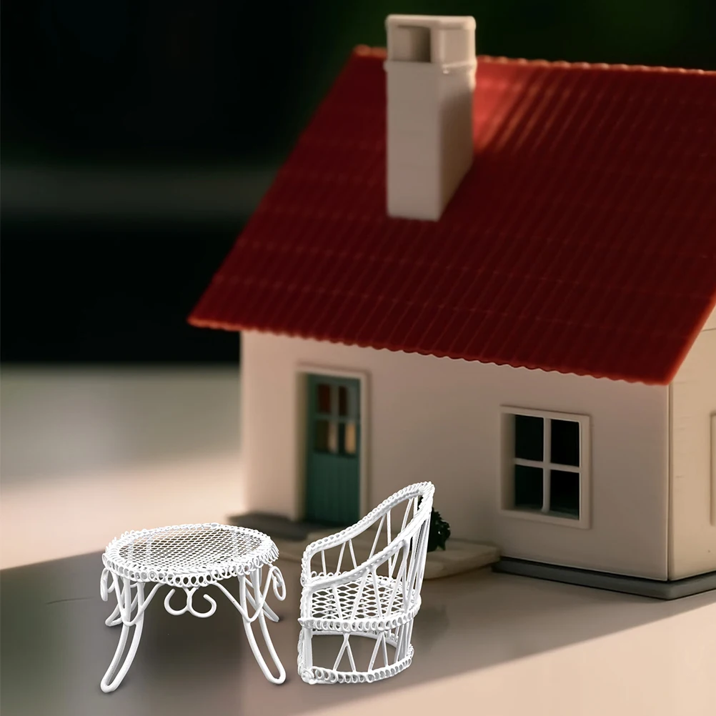 

1 set 1 Set Miniature Bench Table Set Mini Furniture For Dollhouse Tiny House Decor Micro Landscape Ornaments Diy Craft Home