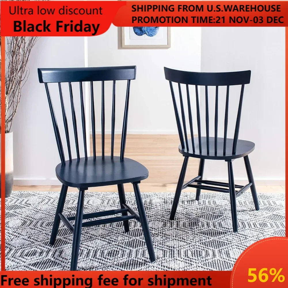 Home Parker Navy Blue Spindle Dining Chair, Set of 2