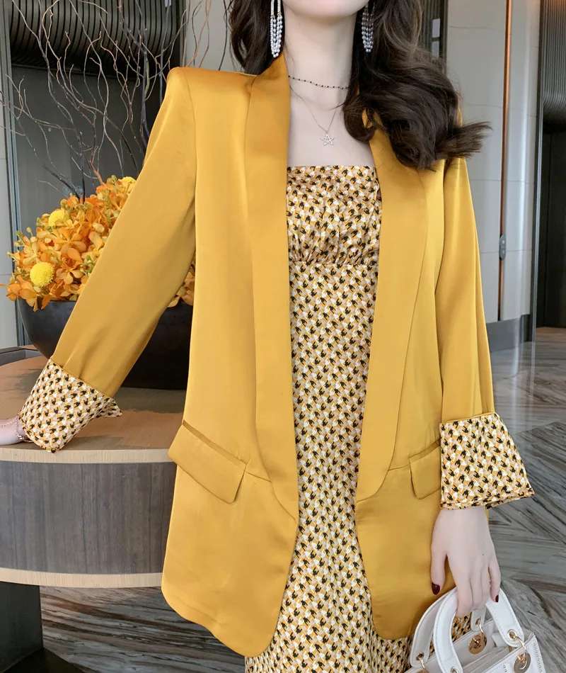 Ladies Dress 2 Piece Suit Blazer Top And Sexy Houndstooth Sundress Two Piece Set Outfit Fashion Chic Women 2022 Spring Summer