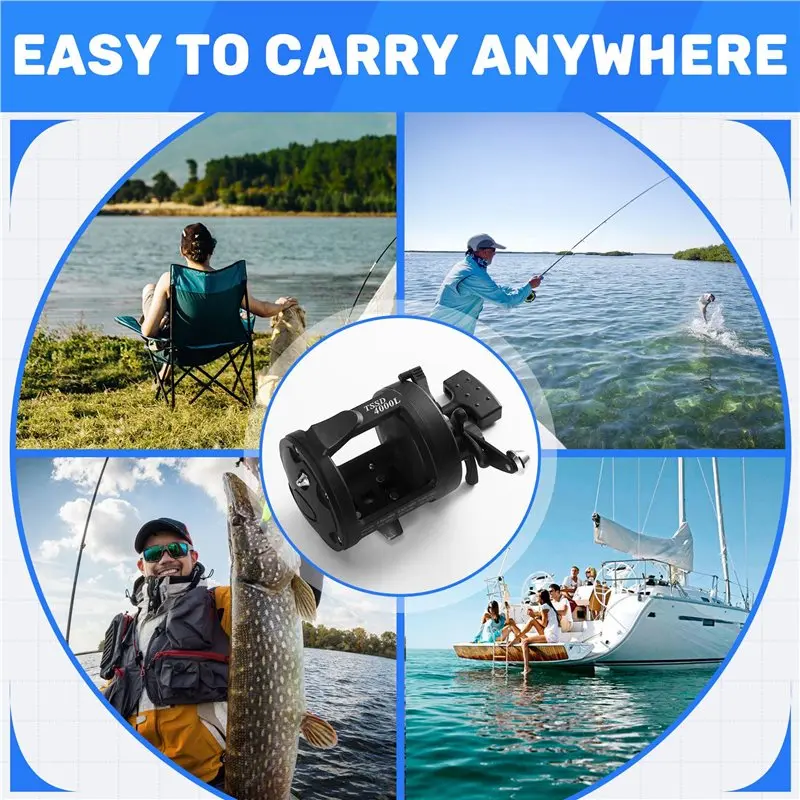 

Катушка для морской рыбалки HOTB72A Saltwater Fishing Reel Pesca TSSD4000, троллинговая катушка, черная, для левшей, для морской рыбалки.