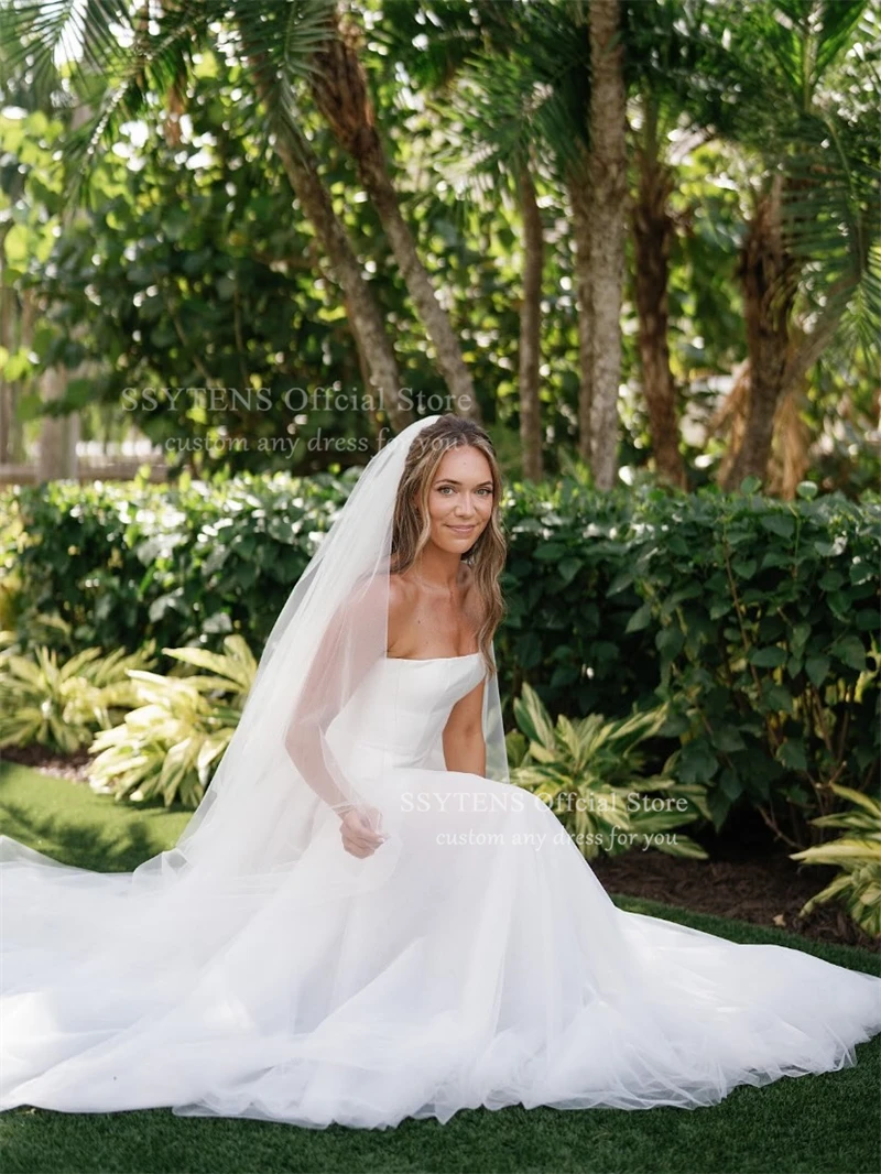 SSYTENS Simple lvory Wedding Dresses Strapless A Line Bridal Gowns Women Pleated Civil Bride Dresses Robes De Soirée Customized
