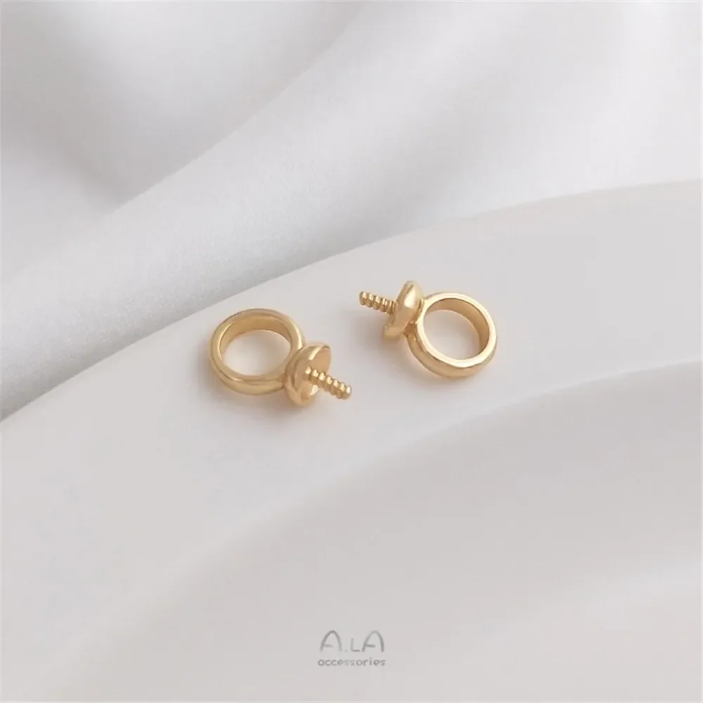 14k banhado a ouro cor grande buraco pingente de olho de ovelha mão-vara meio buraco material pingente de pérola de cristal