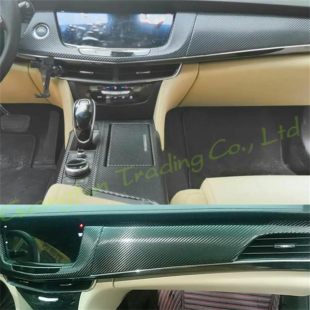 

For Cadillac CT6 2016-2020 Interior Central Control Panel Door Handle 3D/5D Carbon Fiber Stickers Decals Car styling Accessorie