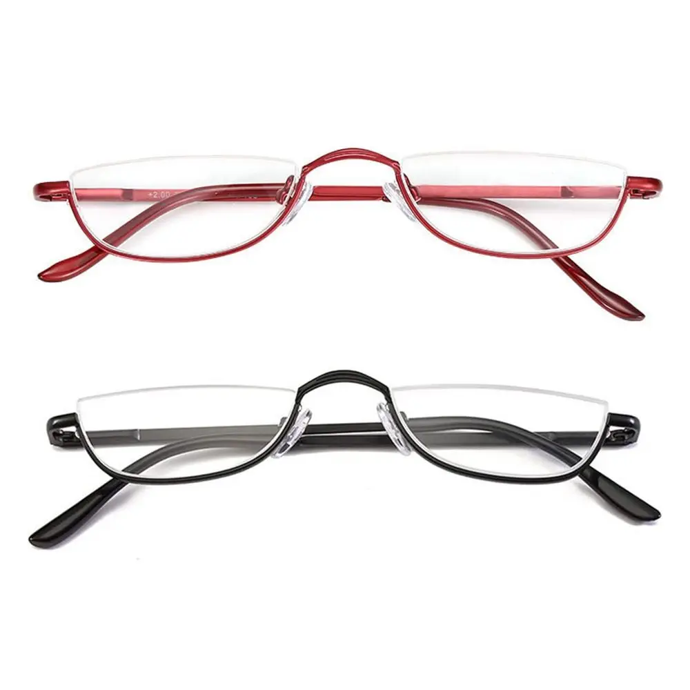 Flexible Portable Spring Hinge Half Frame Metal +1.00~+4.0 Diopter Eyeglasses Reading Glasses Half Moon Reading Glasses