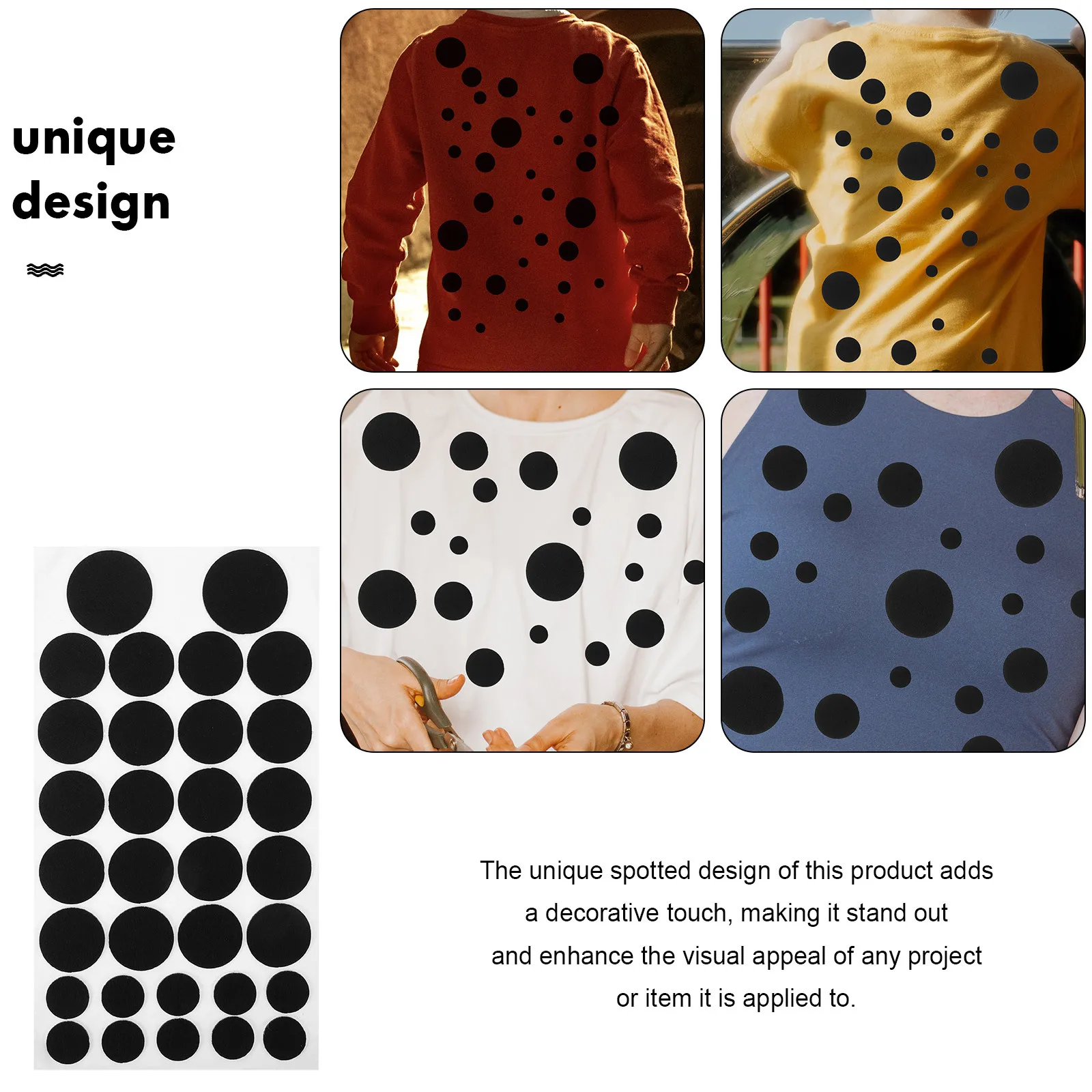 

NUOBESTY 4 Sheets Black Self Adhesive Felt Circles Round Craft Stickers Projects Supplies Decorative Dots Pads