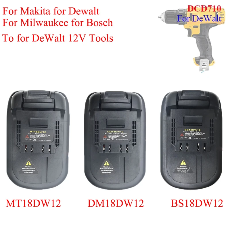 

For Makita/Dewalt/Milwaukee/Bosch 18V/20V Li-ion Batteries Converting To for DeWalt 12V Tools MT18DW12 DM18DW12 BS18DW12 Adapter