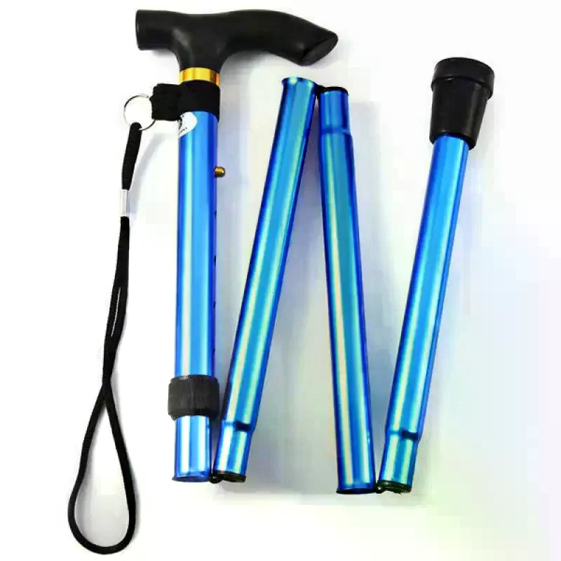 1PC Telescopic Walking Stick Outdoor Hiking Trekking Poles Aluminum Alloy Metal Folding Cane Crutches Pole For Elderly People