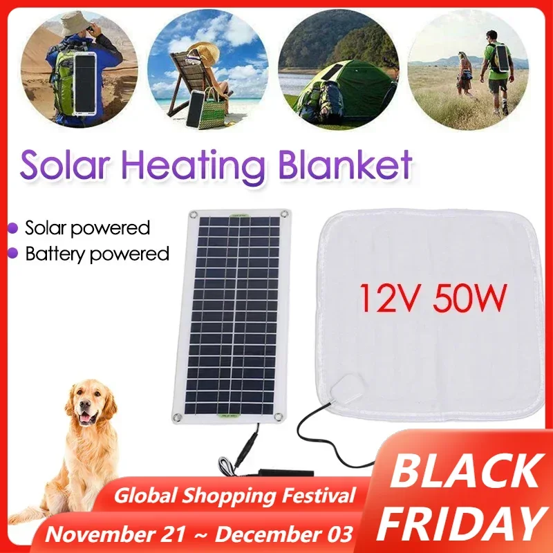 Solar/Battery Powered Heating Pad for Small Cat Dog Warmer Puppy Warming Cushion Mat Pet Electric Blanket 2-speed Temperature