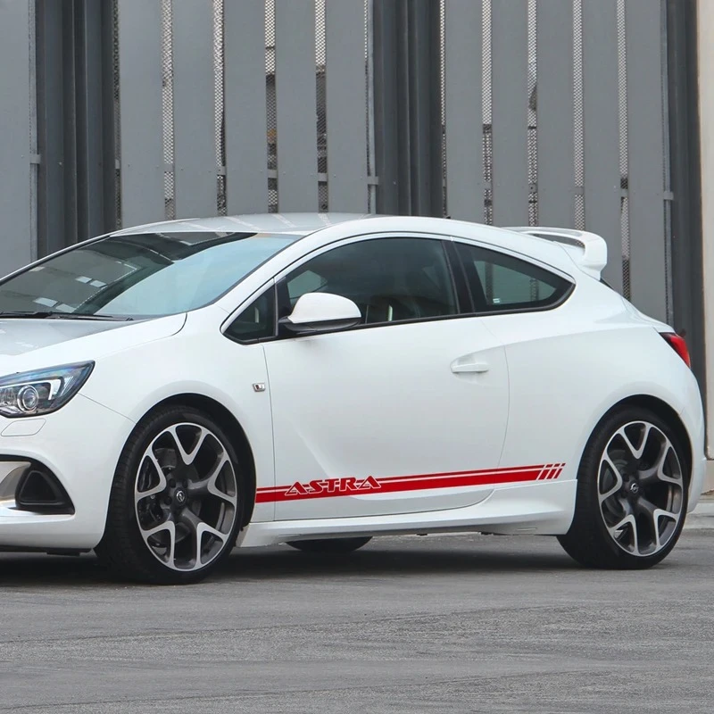 

2 шт. спортивные наклейки-полосы для Opel Astra, на боковые пороги автомобиля, виниловые декоративные наклейки для кузова, гоночный стиль, аксессуары для самостоятельной установки