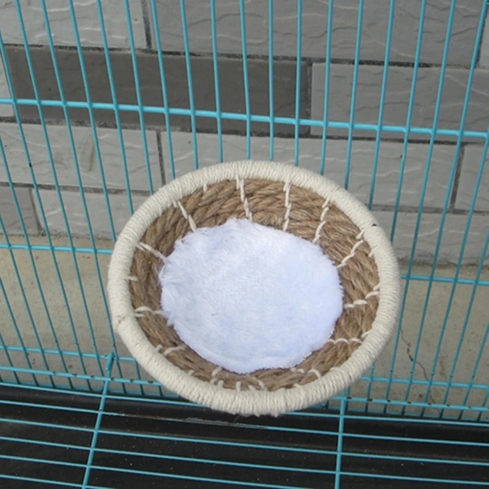 

Hand Woven Rope Nest Breeding Nest Parrot Bird Pet Bird Supplies (Cushion for Random Color)