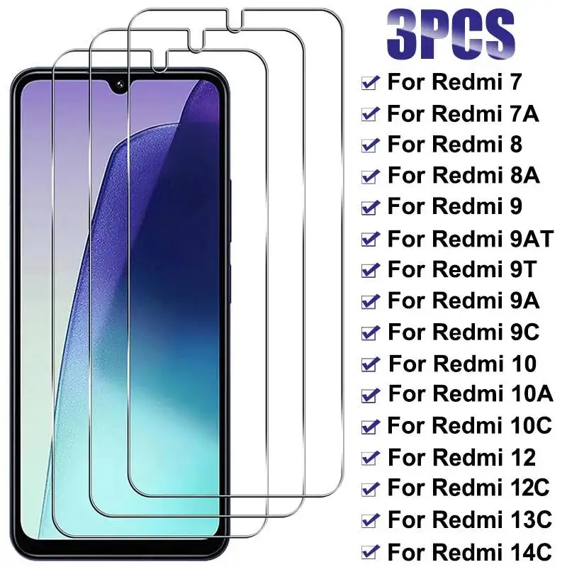 

3PCS Screen Protector for Xiaomi 13C 14C 12C 10C Tempered For Redmi 7 7A 8 8A 9 9AT 9A 9C 10 10A Full Cover Glass