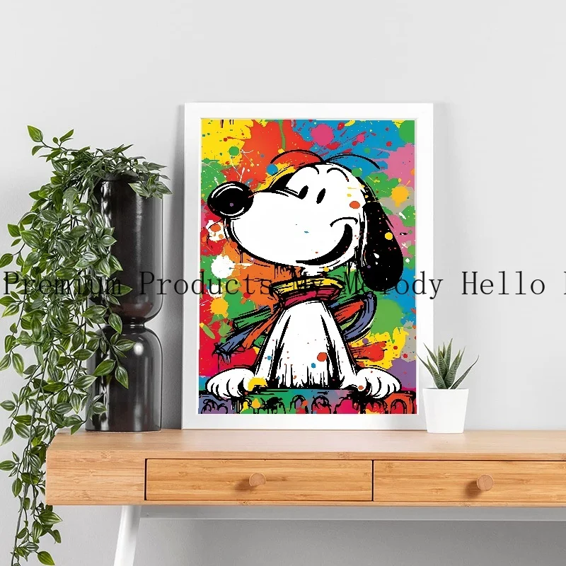 MINISO Disney Cartoon Snoopyr Canvas Poster Home Anime Wall Art Painting Prints Pictures Children Bedroom Living Room Decor Gift