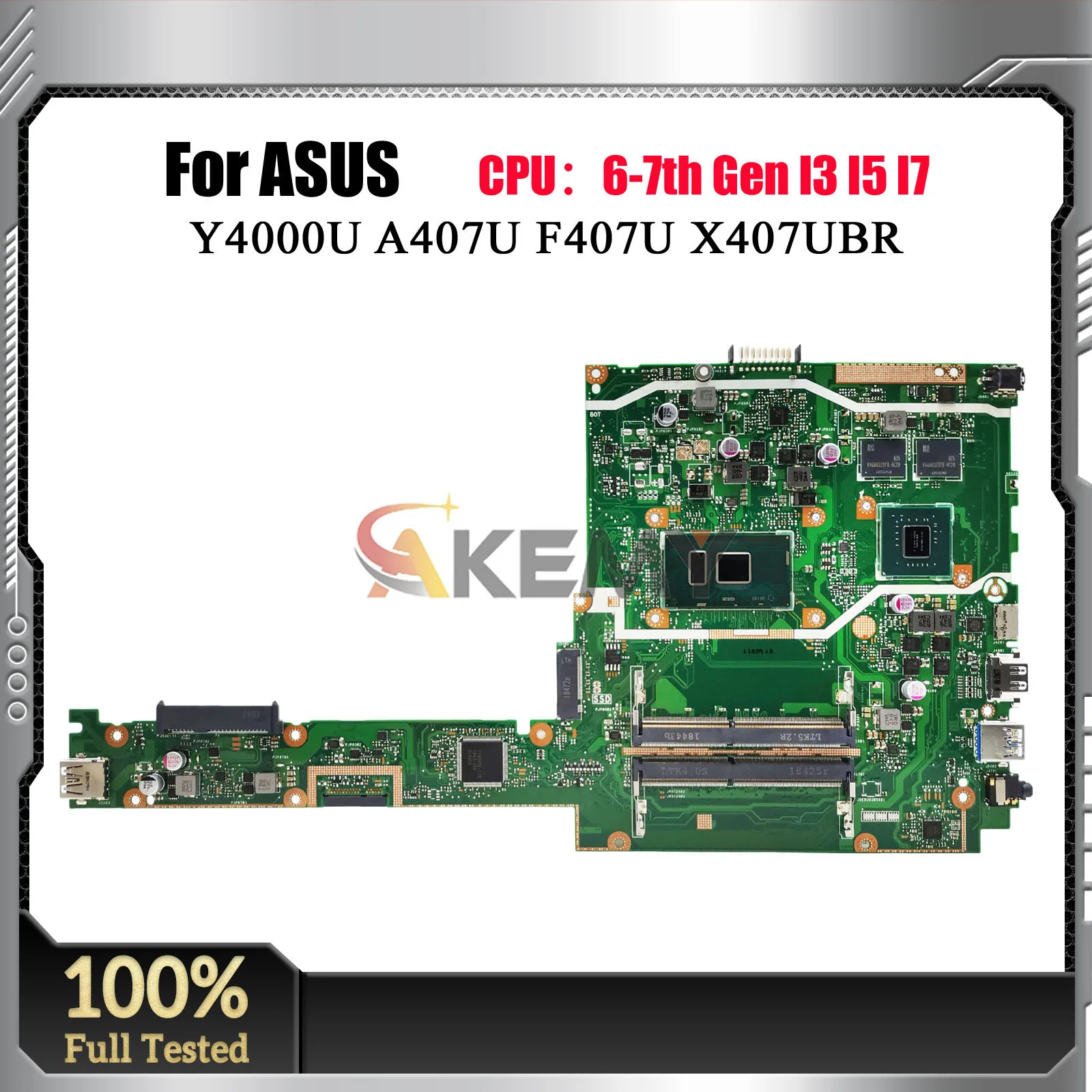 X407UBR Laptop Motherboard For ASUS VivoBook X407UF X407UB A407U X407UV X407U F407U Mainboard With I3 I5 I7 CPU 100% Tested