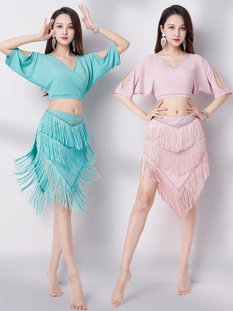 

2024 New Belly Dance Practice Suit Set Sequin Tassel Performance Costume Eastern Dance Outfit Practice Performance Wear