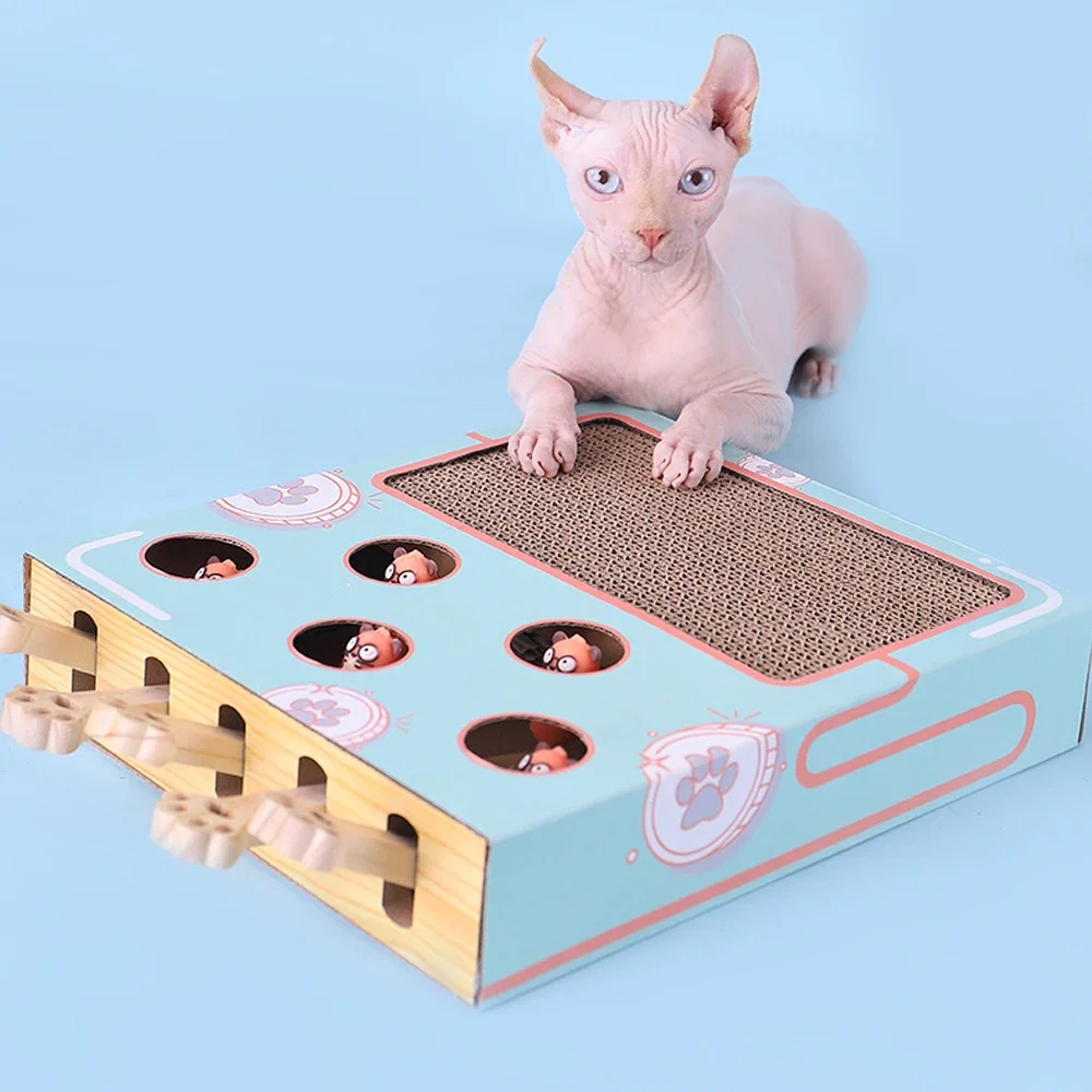 Caja de juego para gatos laberinto interactivo educativo gato golpeó Gophers divertido palo para gatos 3 en 1 juguete para gatos Chase Hunt Mouse con rascador
