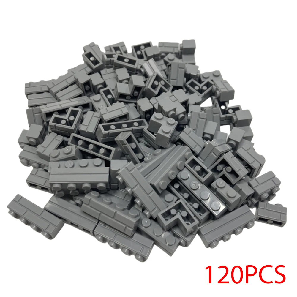 120PCS Willekeurige Gestreepte Bakstenen MOC Bouwstenen Speelgoed Paleis Kasteel Creatieve Figuren Militaire Stad Huis Muur DIY Onderdelen