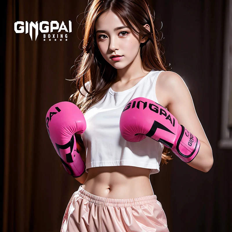 6 8 10 12oz Gingpai Boxing Gloves PU  Kick Boxing Sanda Sandbag Training Men Women Guantes Muay Thai Boxe De Luva Mitts Black