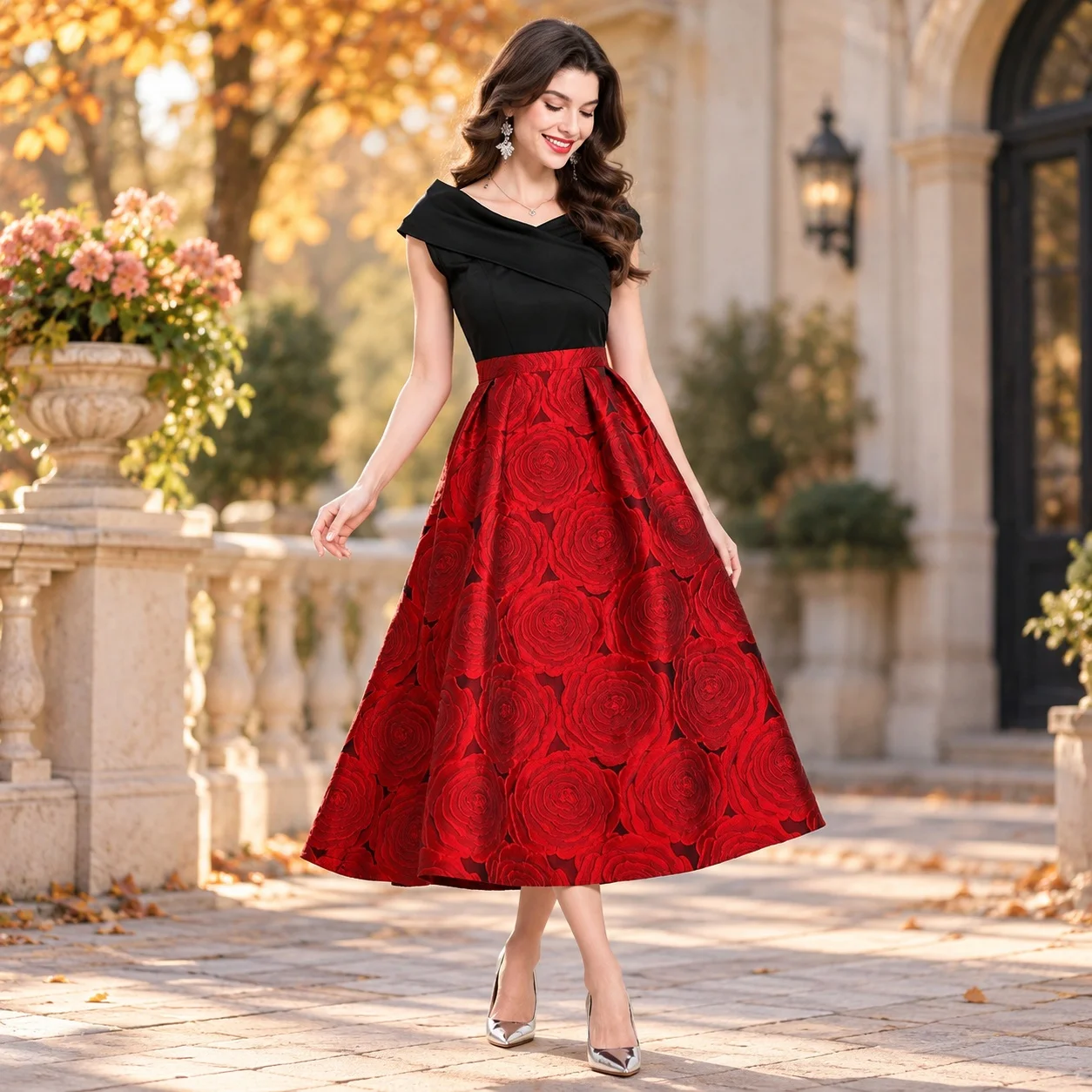 Autumn Off Shoulder Gown One Shoulder Vintage with Long Dress Maxi Length Pleated Sleeveless Tie Dye Evening Dress for Women