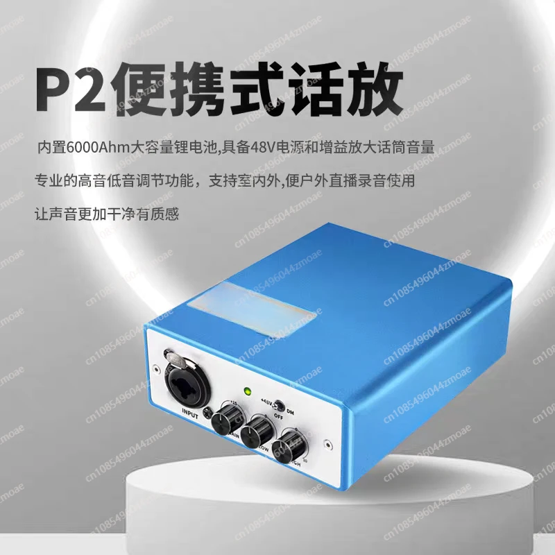 P2 Portable Speech Amplifier, Independent Front Dynamic Condenser Microphone Sound Card Recording Gain Amplifier