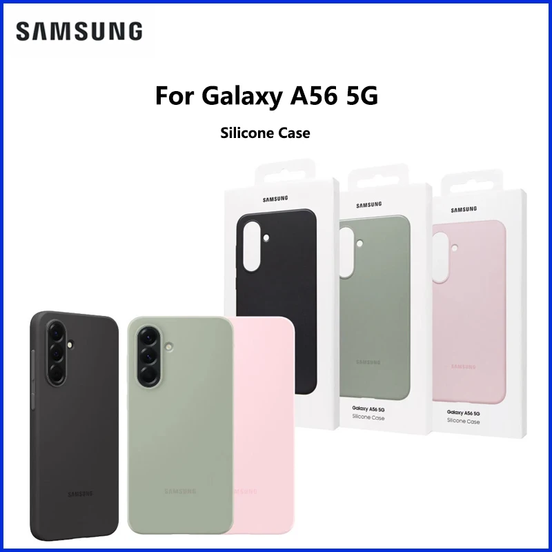 Original Samsung For A56 5G Silicone Case Galaxy A56 Full Coverage Shockproof Silicone Case Soft Touch Secure Grip EF-PA566