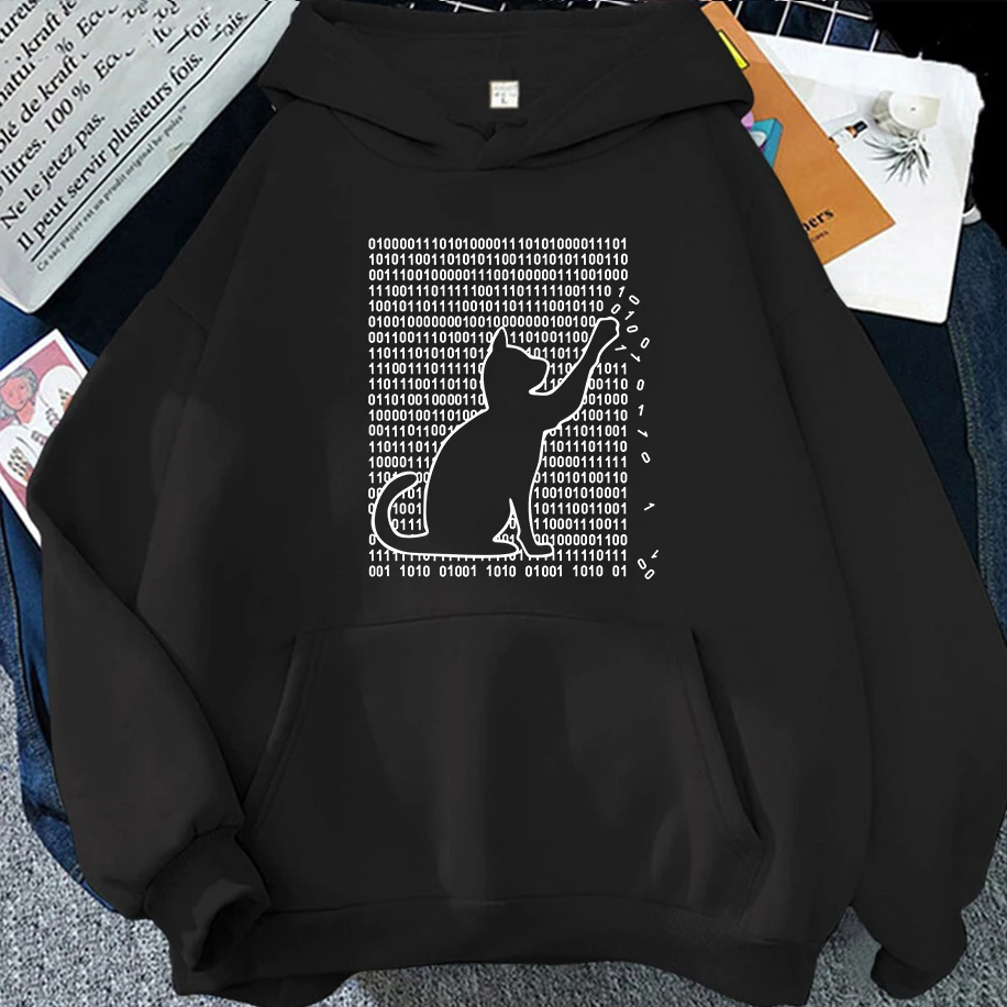 

Funny Cool Cat Printed pattern Men's Women's Hoodies Winter Long Sleeves Casual Breathable Couple's Tops Comfortable Clothing