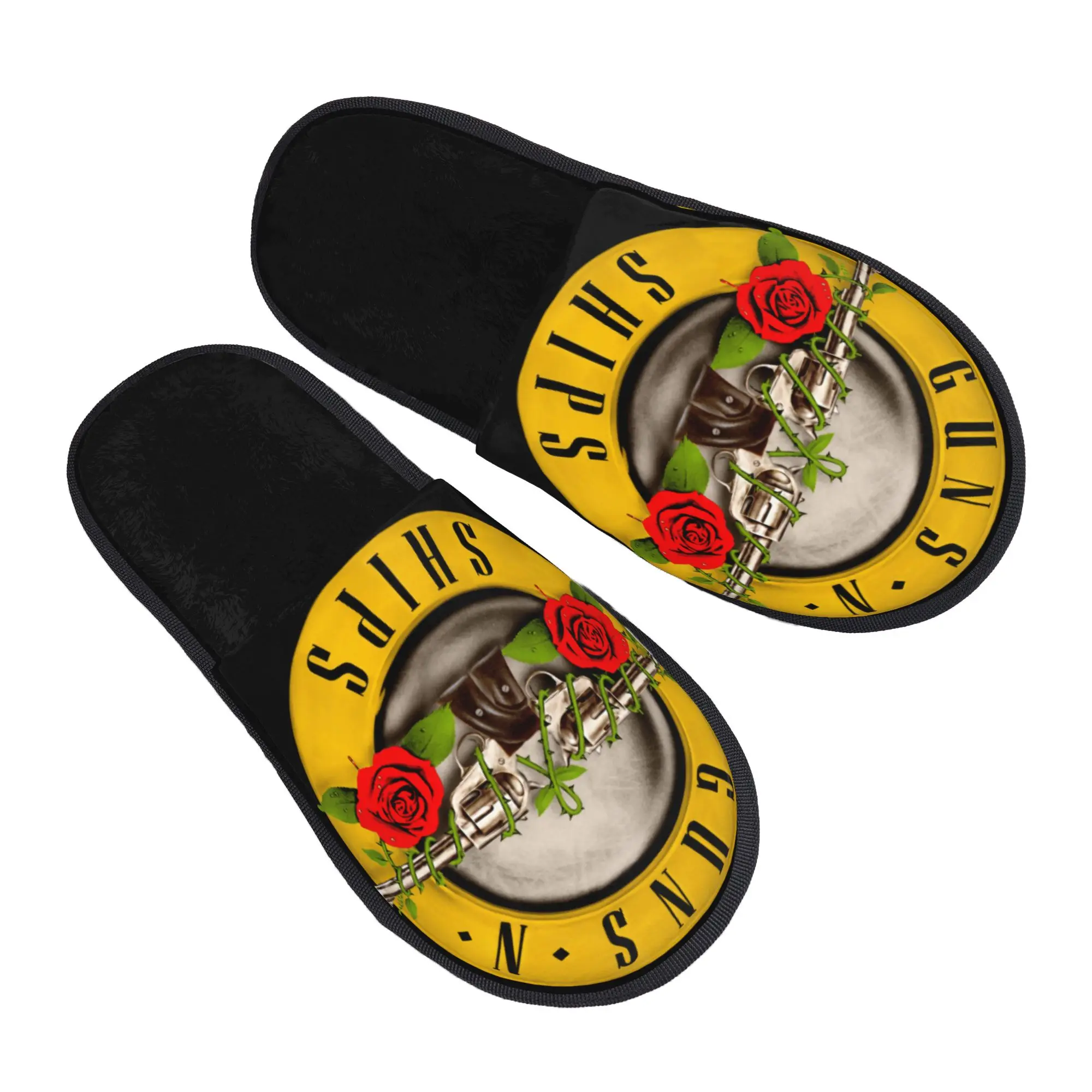 Pantoufles de maison Guns N' Rose Skull Heads Band pour femmes et hommes, en mousse à mémoire de forme, antidérapantes, pour chambre à coucher, dortoir, pantoufles de couple.