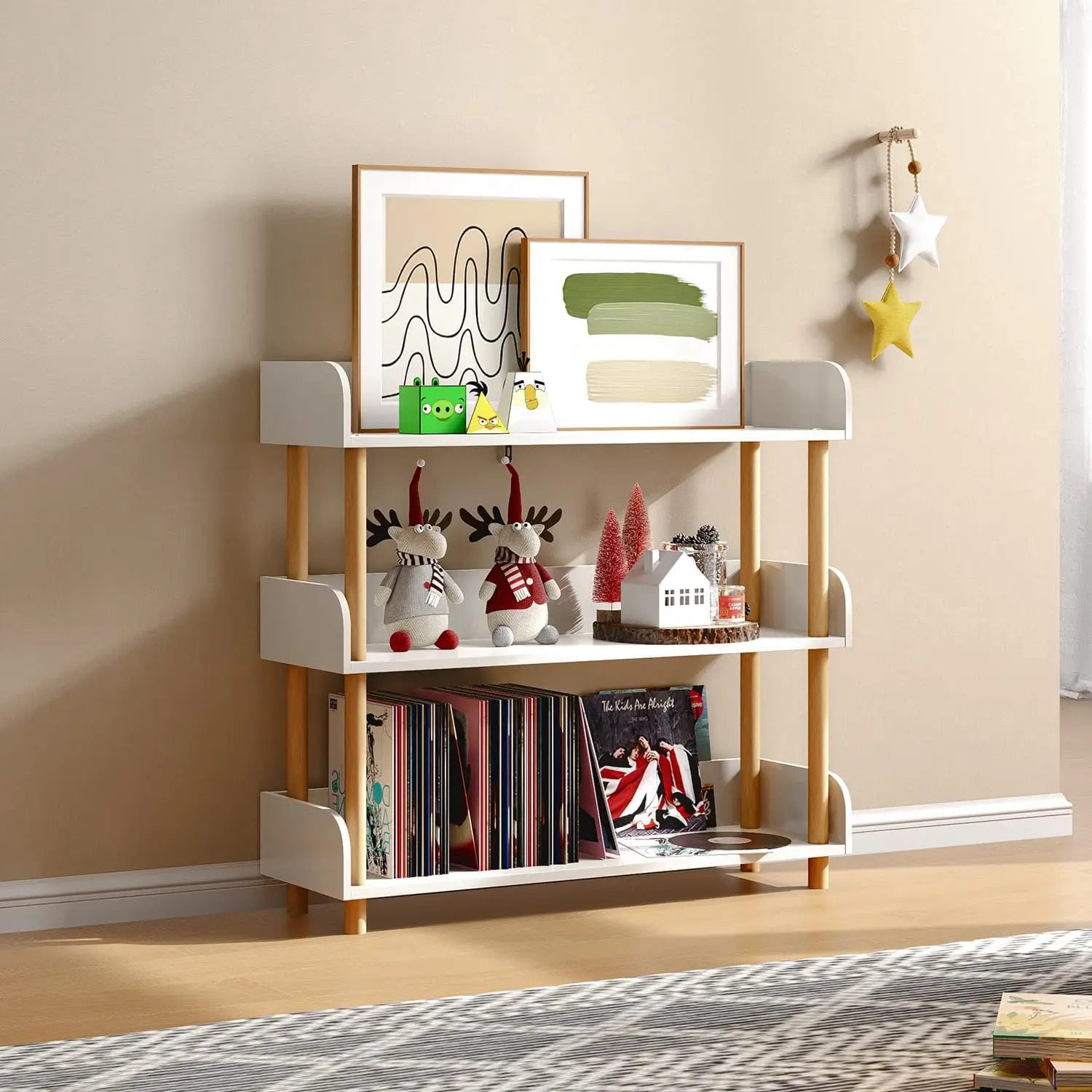 Oneinmil 3-Tier Wooden Open Bookshelf, Modern Display Shelf With Standing Storage Rack, Multifunctional Bookcase For Home And