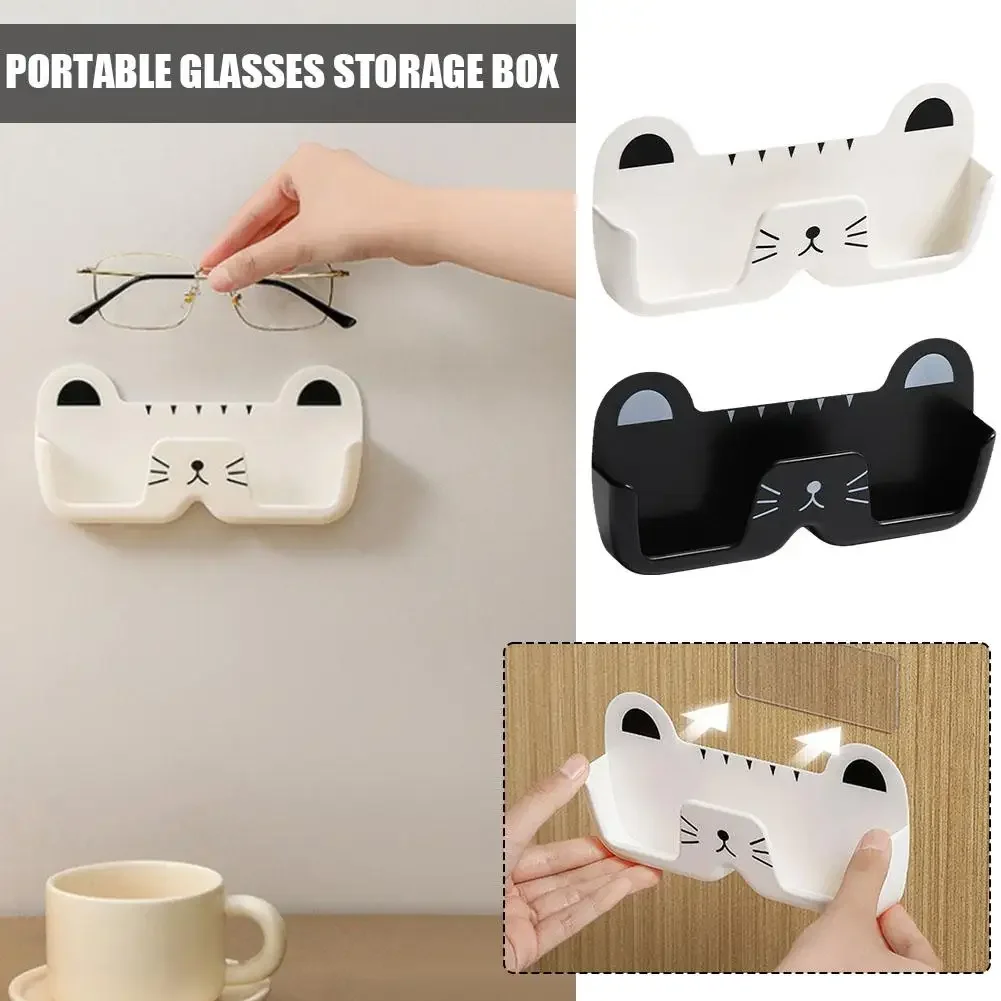 Wall Mounted Glasses Storage Rack Cute Cat Eyeglasses Holders Sunglasses Display Stand Organizer Space Saving Shelf Home Decor