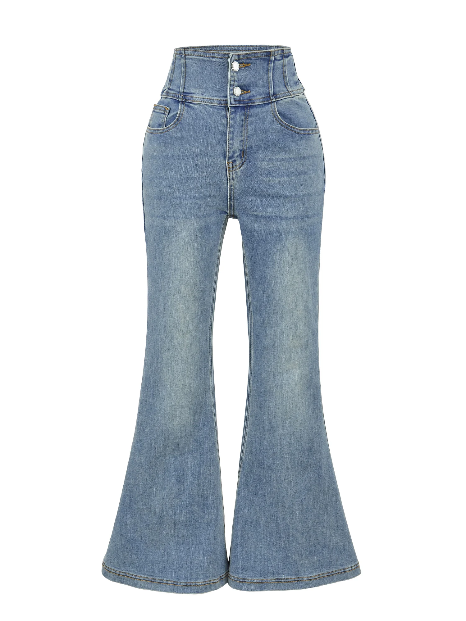 

Retro American Waist-Cinching Heavy-Du Bell Bot Denim Jeans Women's Elastic High-Waist Long Pants Sexy Butt-Lifting