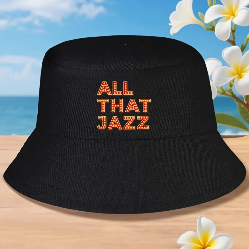 Sombrero tipo pescador Chicago All That Jazz Art Deco de los años 20, estilo teatro musical, negro con letras naranjas, sombrero para el sol de ala ancha para hombres y mujeres