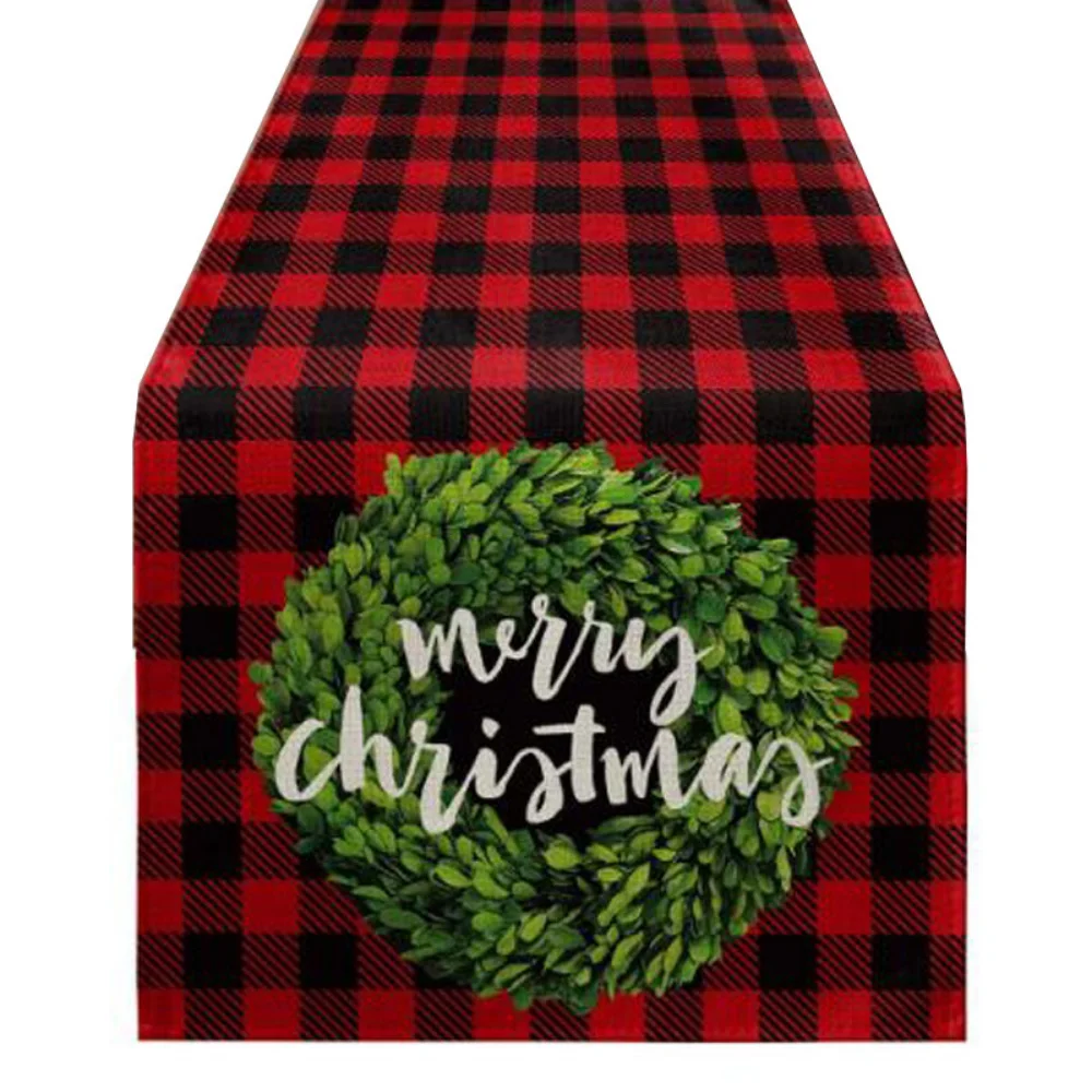 Fashion Christmas Tree Printed Table Runner Flag Kitchen Dining Tablecloth Table Cloth Cover Home Party Decor