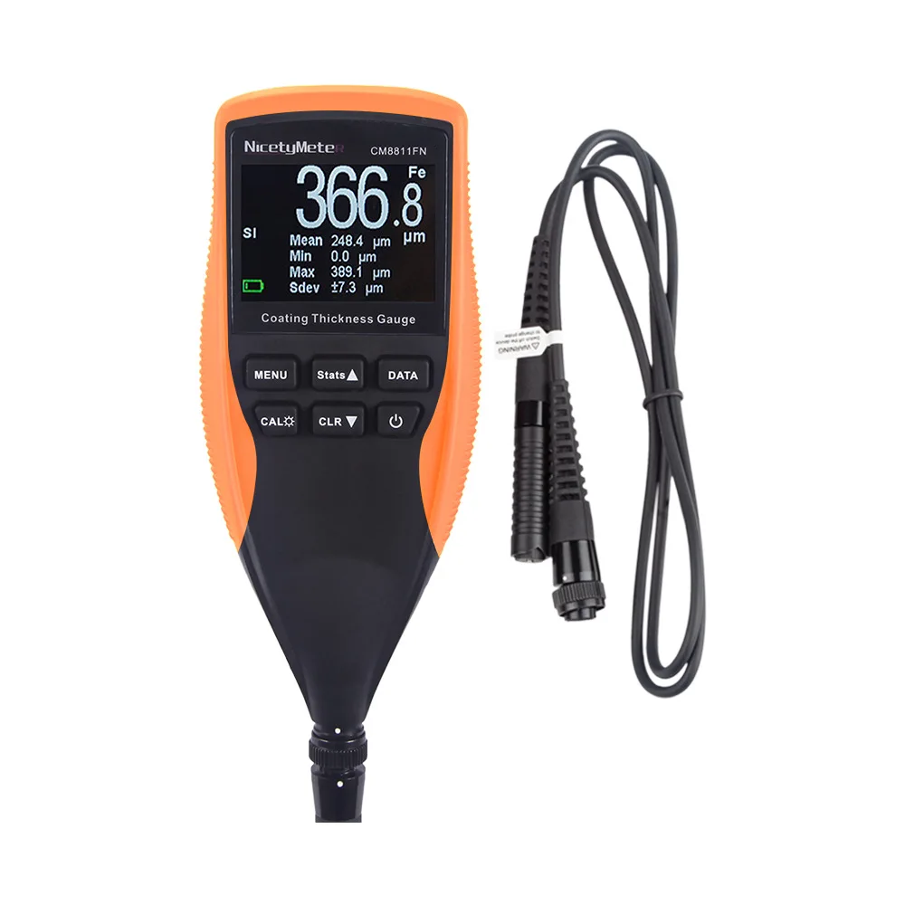 

CM8811FN Fe/NFe Coating Thickness Gauge Meter TFT LCD Car Metal Paint Film Thickness Tester 0-1250um/0-50mil With Remove Probes