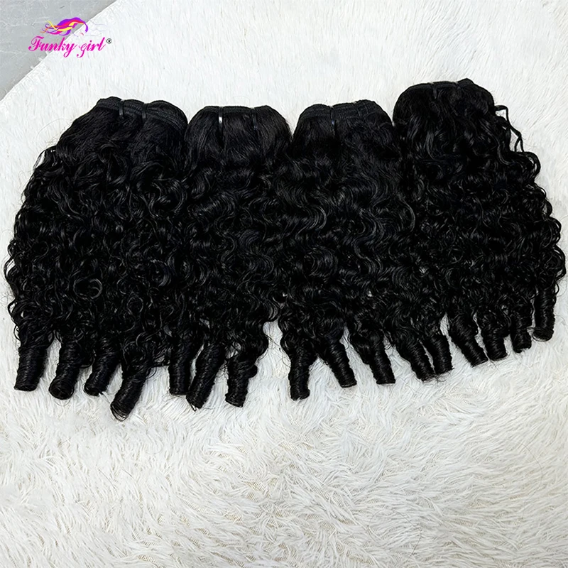 

Brazilian 10A Spirals Curly 4 Bundles Pixie Curly Weaves Human Hair Extensions Unprocessed Virgin Hair Natural Color For Women